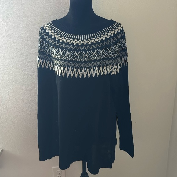 Roaman’s Fair Isle Pullover Sweater black long sleeves Sz 18/20 - Picture 3 of 12